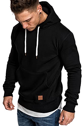 REPUBLIX Herren Basic Kapuzenpullover Sweatjacke Pullover Hoodie Sweatshirt R-0051 Schwarz 3XL von REPUBLIX