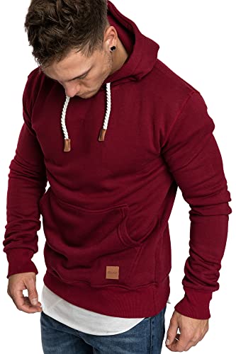 REPUBLIX Herren Basic Kapuzenpullover Sweatjacke Pullover Hoodie Sweatshirt R-0054 Bordeaux 3XL von REPUBLIX