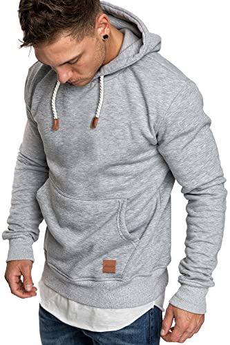 REPUBLIX Herren Basic Kapuzenpullover Sweatjacke Pullover Hoodie Sweatshirt R-0054 Hellgrau 3XL von REPUBLIX