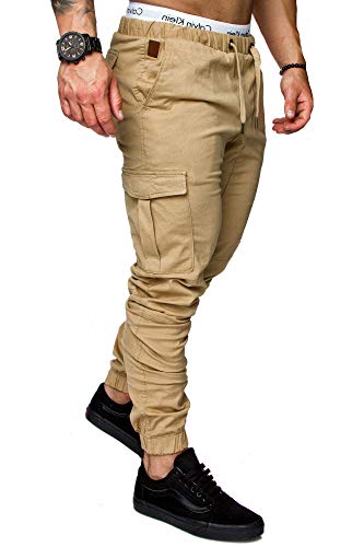 REPUBLIX Herren Cargo Jogger Chino Hose Pants Mit Stretch R0701 Beige W29 von REPUBLIX