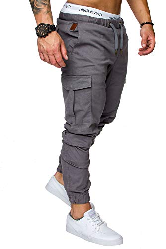 REPUBLIX Herren Cargo Jogger Chino Hose Pants Mit Stretch R0701 Dunkelgrau W31 von REPUBLIX