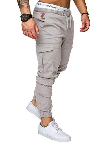 REPUBLIX Herren Cargo Jogger Chino Hose Pants Mit Stretch R0701 Hellgrau W30 von REPUBLIX