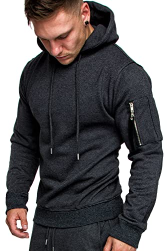 REPUBLIX Herren Cargo-Style Pullover Sweatshirt Hoodie Sweater Camouflage R0403 Anthrazit M von REPUBLIX