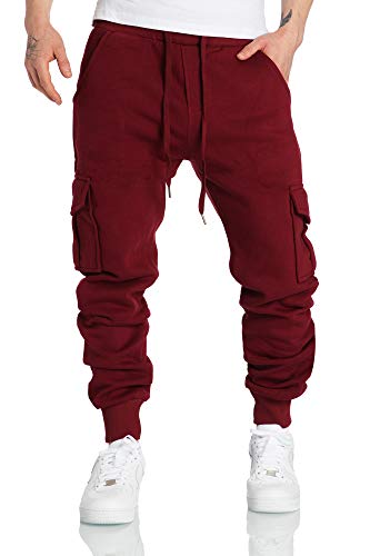 REPUBLIX Herren Cargo Sweatpants Sporthose Jogginghose Jogger Trainingshose R6102 Bordeaux L von REPUBLIX