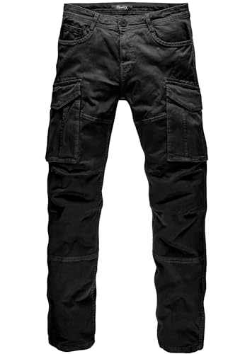 REPUBLIX Herren Cargohose Cargo Jogger Chino Hose Jeans R7023 Schwarz W38 von REPUBLIX