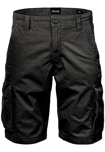 REPUBLIX Herren Cargoshorts Männer Kurze Bermuda Hose Regular Fit R7027 Schwarz W29 von REPUBLIX