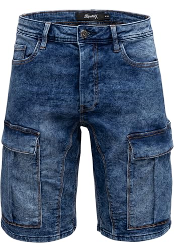 REPUBLIX Herren Cargoshorts Männer Kurze Bermuda Jeans Hose Regular Fit R7036 Dunkelblau W38 von REPUBLIX
