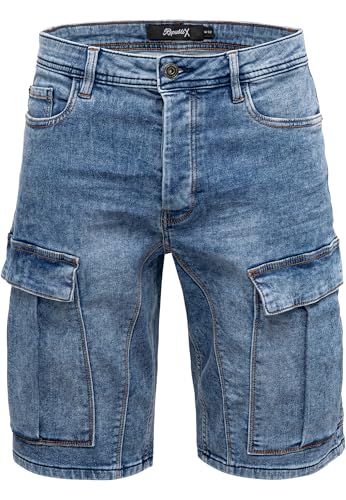 REPUBLIX Herren Cargoshorts Männer Kurze Bermuda Jeans Hose Regular Fit R7036 Hellblau W30 von REPUBLIX