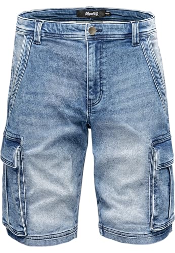 REPUBLIX Herren Cargoshorts Männer Kurze Bermuda Jeans Hose Regular Fit R7040 Hellblau W32 von REPUBLIX