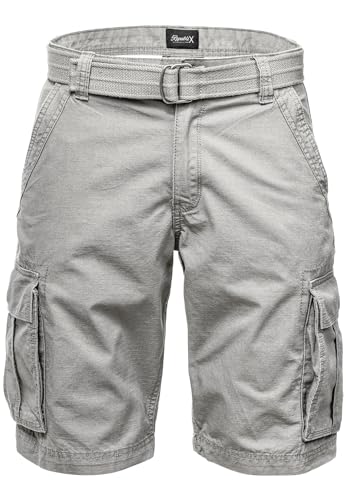 REPUBLIX Herren Cargoshorts inkl. Gürtel Männer Kurze Bermuda Hose Regular Fit REPGUR7027 Hellgrau W36 von REPUBLIX
