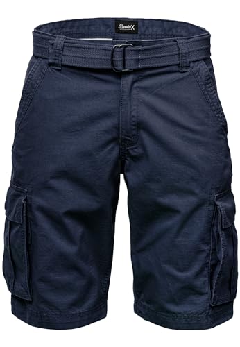 REPUBLIX Herren Cargoshorts inkl. Gürtel Männer Kurze Bermuda Hose Regular Fit REPGUR7027 Navyblau W33 von REPUBLIX