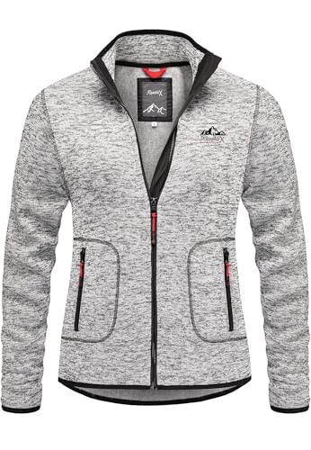 REPUBLIX Herren Fleecejacke Strickfleece Sweatjacke Männer Pullover Hoodie RD-029 Grau S von REPUBLIX