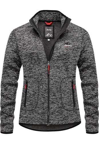 REPUBLIX Herren Fleecejacke Strickfleece Sweatjacke Männer Pullover Hoodie RD-029 Schwarz S von REPUBLIX