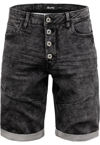 REPUBLIX Herren Jeans Short Männer Kurze Bermuda Hose Regular Fit R7037 Schwarz W34 von REPUBLIX