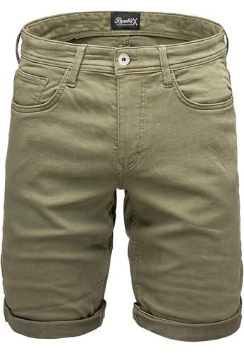 REPUBLIX Herren Jeans Short Männer Kurze Bermuda Hose Regular Fit R7039 Olive W40 von REPUBLIX