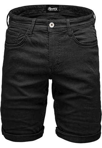 REPUBLIX Herren Jeans Short Männer Kurze Bermuda Hose Regular Fit R7039 Schwarz W32 von REPUBLIX