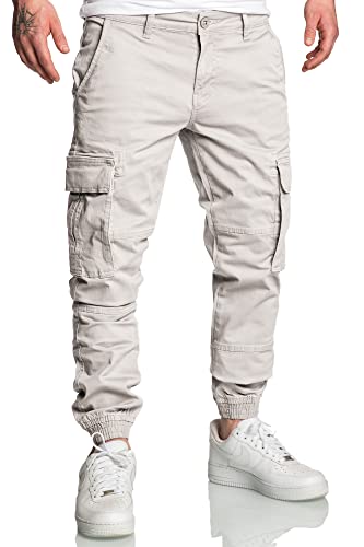 REPUBLIX Herren Jogger Cargo Chino Jeans Hose R7020 Hellgrau W36 von REPUBLIX