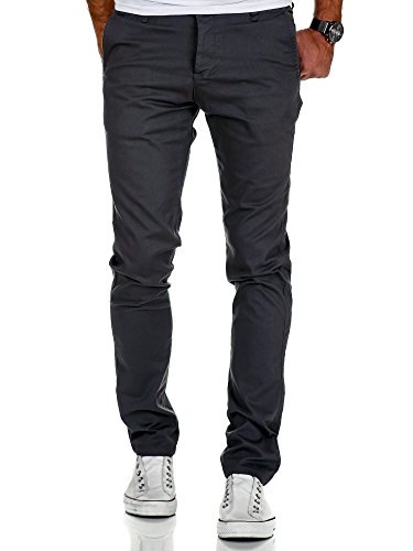REPUBLIX Herren Regular Slim Stretch Chino Hose Fit R7009 Anthrazit W32/L34 von REPUBLIX