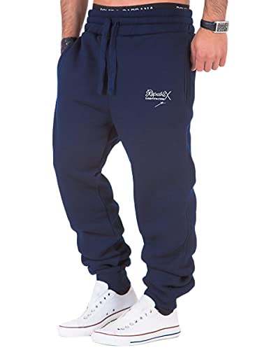 REPUBLIX Herren Sporthose Jogger Jogginghose Sweatpants Trainingshose R-0052 Navyblau 4XL von REPUBLIX