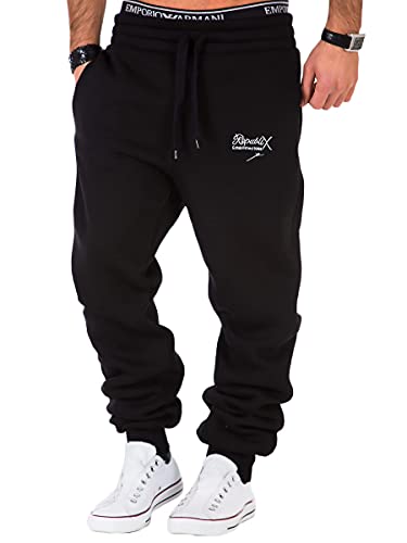 REPUBLIX Herren Sporthose Jogger Jogginghose Sweatpants Trainingshose R-0052 Schwarz 3XL von REPUBLIX