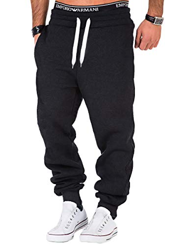 REPUBLIX Herren Sporthose Jogger Jogginghose Sweatpants Trainingshose R0704 Anthrazit/Weiß 3XL von REPUBLIX