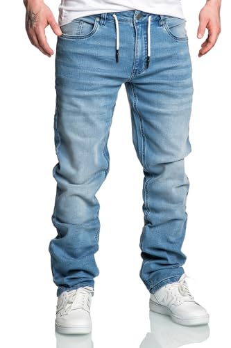 REPUBLIX Herren Sweathose in Stretch Denim Basic Jeans Hose Kordel R7031 Hellblau W34 von REPUBLIX
