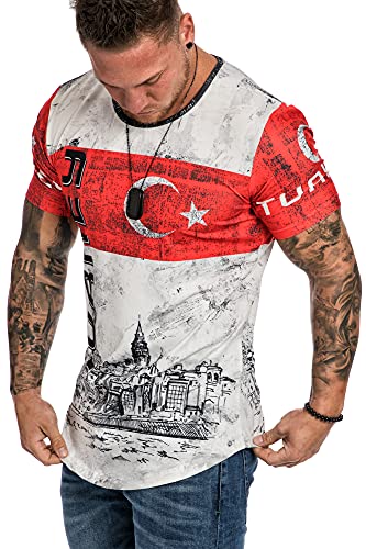 REPUBLIX Länder Em WM Oversize Herren Crew Neck Shirt Sommer T-Shirt Rundhals-Ausschnitt R-0036 Türkei L von REPUBLIX