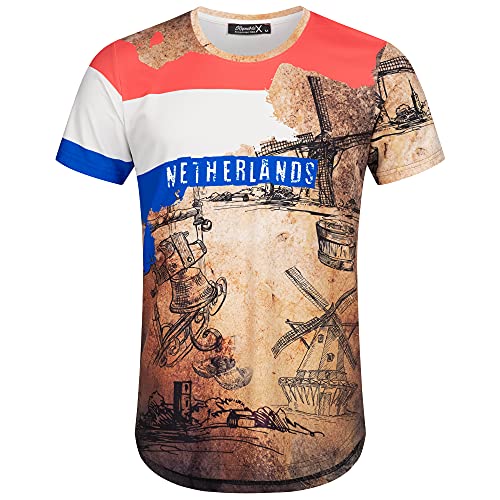 REPUBLIX Länder Em WM Oversize Herren Crew Neck Shirt Sommer T-Shirt Rundhals-Ausschnitt R-0048 Holland XL von REPUBLIX