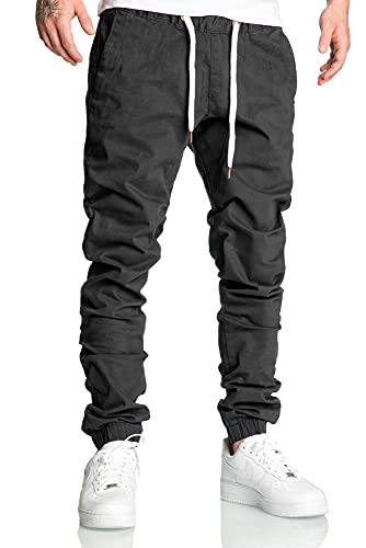 REPUBLIX Lässige Herren Cargo Jogger Chino Hose Pants Mit Stretch R0702 Anthrazit W30 von REPUBLIX