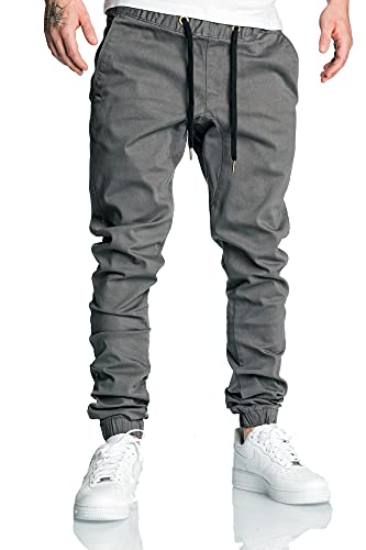 REPUBLIX Lässige Herren Cargo Jogger Chino Hose Pants Mit Stretch R0702 Dunkelgrau W29 von REPUBLIX