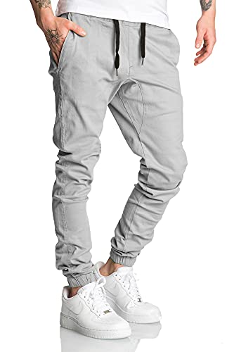 REPUBLIX Lässige Herren Cargo Jogger Chino Hose Pants Mit Stretch R0702 Hellgrau W33 von REPUBLIX