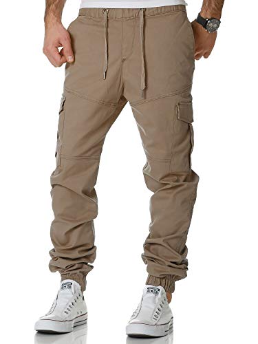 REPUBLIX Lässige Herren Cargo Jogger Chino Hose Pants Mit Stretch R0706 Beige W31 von REPUBLIX