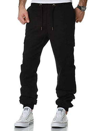 REPUBLIX Lässige Herren Cargo Jogger Chino Hose Pants Mit Stretch R0706 Schwarz W31 von REPUBLIX