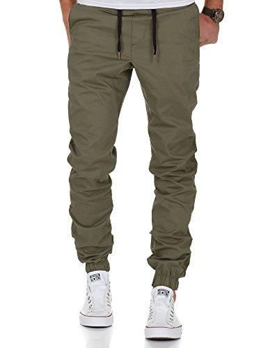 REPUBLIX Lässige Herren Cargo Jogger Chino Hose Pants Mit Stretch R7002 Olive W30 von REPUBLIX