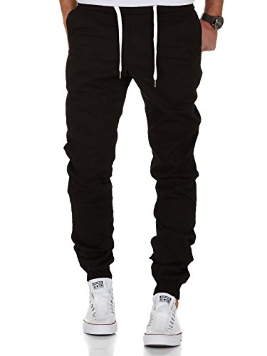 REPUBLIX Lässige Herren Cargo Jogger Chino Hose Pants Mit Stretch R7002 Schwarz W32 von REPUBLIX