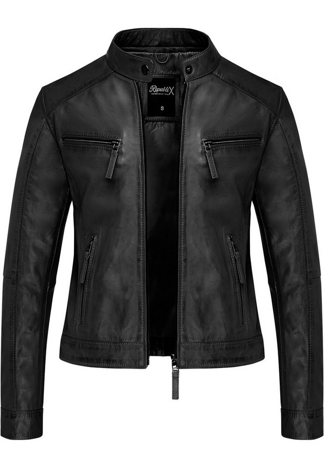 REPUBLIX Lederjacke ELSIE Echtleder Damen Biker Zipper Jacke von REPUBLIX