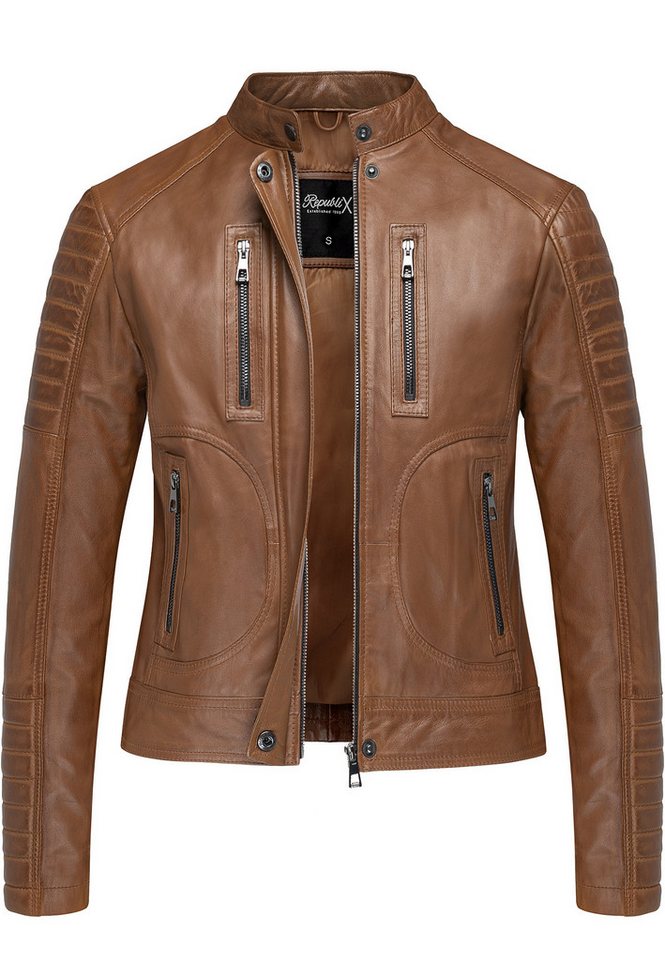 REPUBLIX Lederjacke MYRNA Echtleder Damen Biker Zipper Jacke von REPUBLIX
