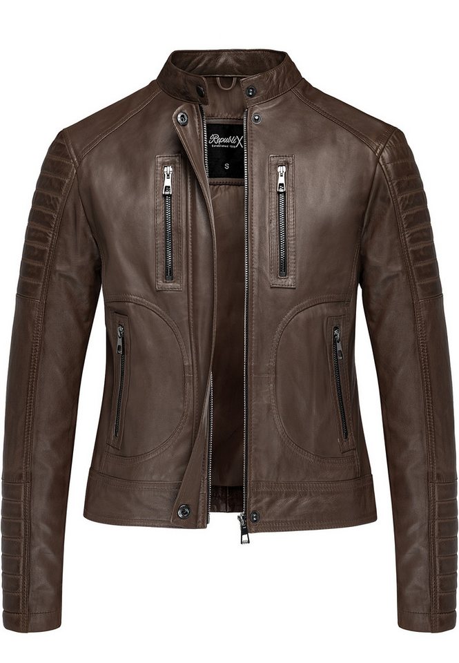 REPUBLIX Lederjacke MYRNA Echtleder Damen Biker Zipper Jacke von REPUBLIX
