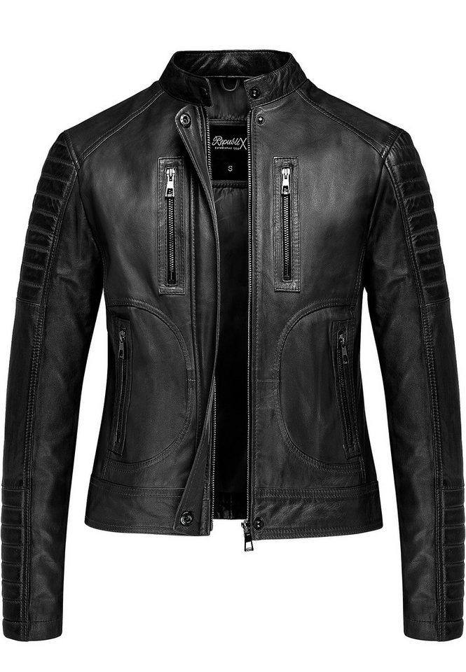 REPUBLIX Lederjacke MYRNA Echtleder Damen Biker Zipper Jacke von REPUBLIX