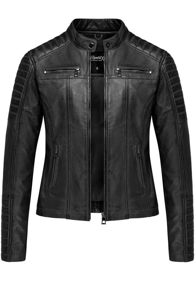 REPUBLIX Lederjacke REESE Echtleder Damen Biker Zipper Jacke von REPUBLIX