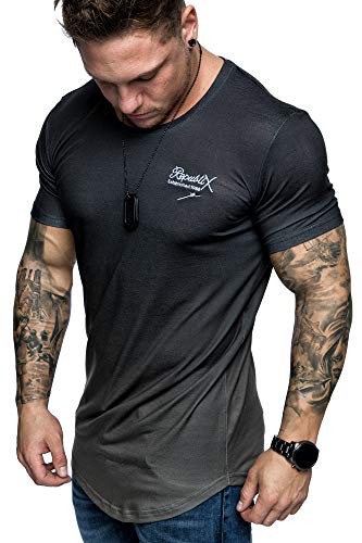 REPUBLIX Oversize Herren Crew Neck Body-Fit Waterfall Design Shirt Sommer T-Shirt Rundhals-Ausschnitt R-0037 Schwarz/Olive M von REPUBLIX