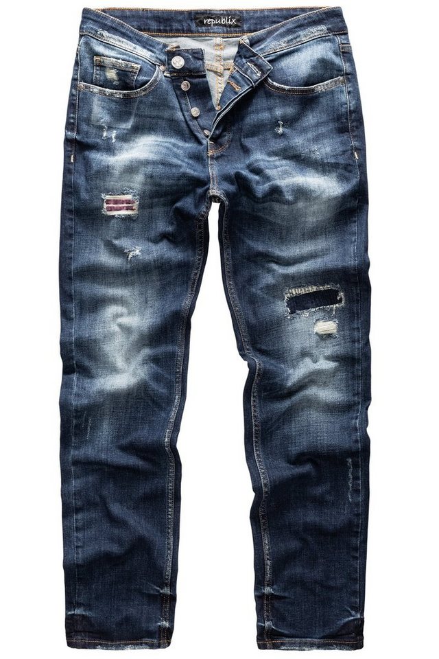 REPUBLIX Straight-Jeans CONNOR Herren Regular Fit Destroyed Jeans von REPUBLIX