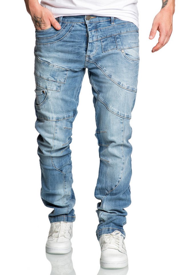 REPUBLIX Gerade Jeans WIGGO Herren Männer Regular Fit Destroyed Design Jeans Hose von REPUBLIX