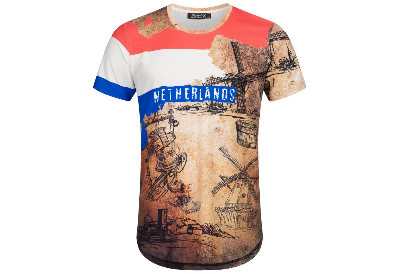 REPUBLIX T-Shirt FAN Herren Länder EM WM Oversize Crew Neck Shirt mit Rundhalsausschnitt von REPUBLIX