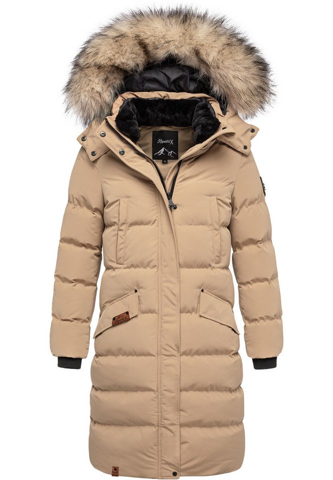 REPUBLIX Winterjacke JUNIPER Damen Gefütterte Dicke Glanz Winter Jacke Mantel Parka mit Kapuze von REPUBLIX