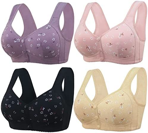 Fiona Charm Daisy Bra for Elderly,Lisa Charm Bras Front Snaps Seniors,Comfortable Breathable Full Coverage Bras,Cotton Plus Size Bras (2XL, Beige) von REPWEY