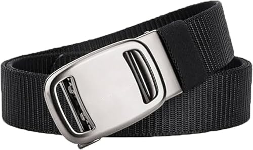 Pilot Tactical Belt,Automatic Belt Buckle,Stretch Nylon Canvas Adjustable Men Waist Belt for Pants Wear-Resistant (Black) von REPWEY