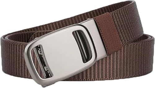 Pilot Tactical Belt,Automatic Belt Buckle,Stretch Nylon Canvas Adjustable Men Waist Belt for Pants Wear-Resistant (Coffee) von REPWEY