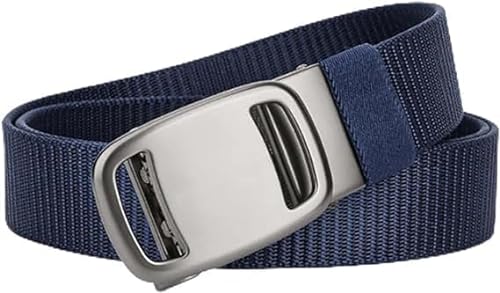 Taktischer Pilotengürtel, automatische Gürtelschnalle, verstellbarer Herren-Taillengürtel aus Stretch-Nylon-Canvas für Hosen, verschleißfest (Blue) von REPWEY