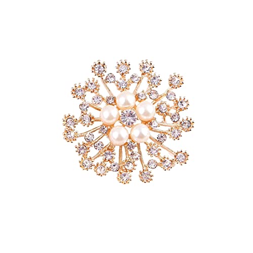 1 Damen Schneeflocke Strass Kristall Süßwasserperlen Braut Hochzeit Brosche Anstecknadel Broschen Strass Brosche, Brosche für Frauen Silber Strass Brosche Kristall Brosche Pin für Partys, Weihnachten von REQAG
